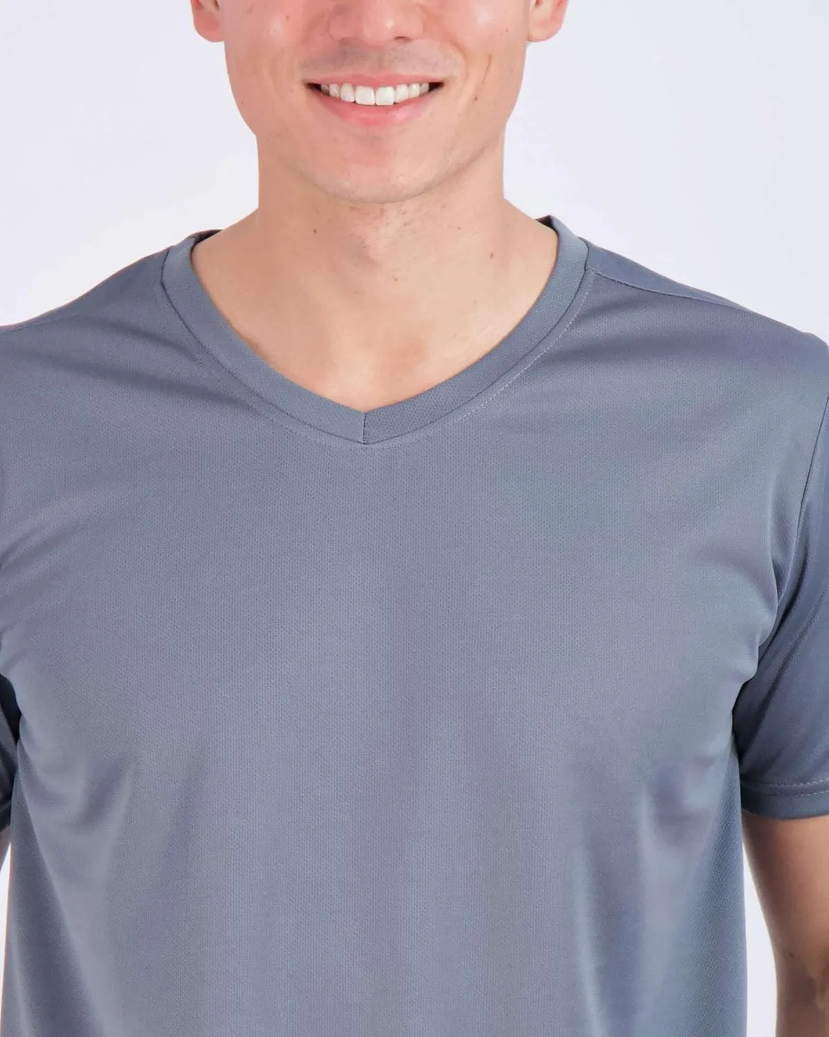 Real Essentials 5 Pack: Men's Mesh Quick Dry Short Sleeve V-Neck T-Shirt - Athletic Performance (Available in Big & Tall)