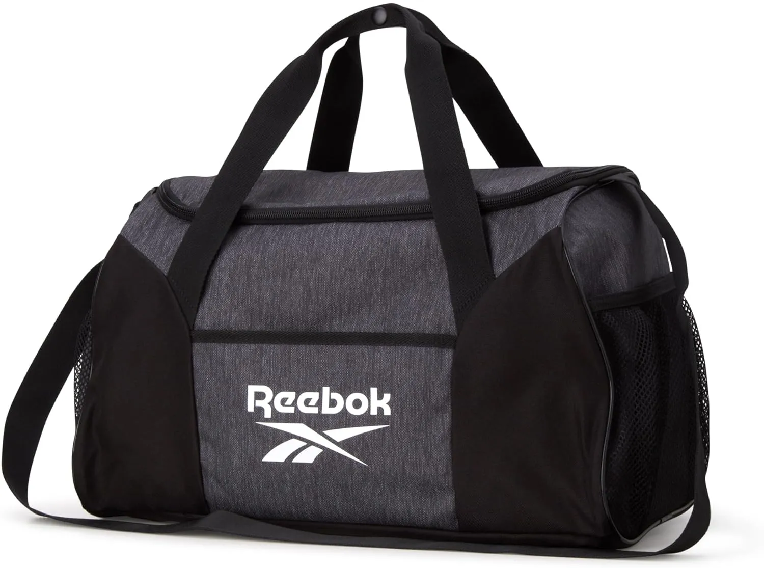 Reebok Duffle Bag  Gym Bag for Women & Men, Carry On and Overnight Duffle for Travel & Fitness, Size Small, Aleph Grey