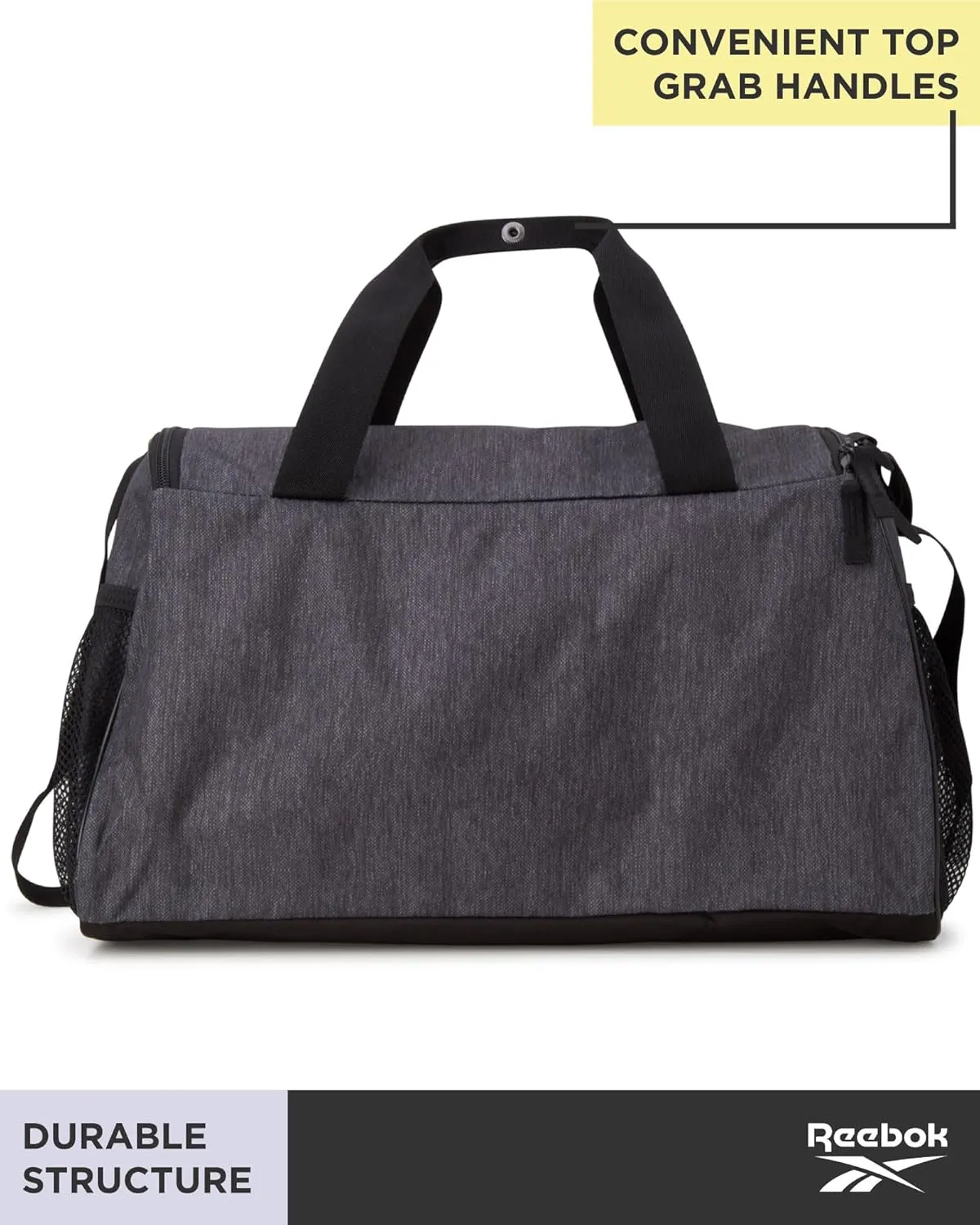 Reebok Duffle Bag  Gym Bag for Women & Men, Carry On and Overnight Duffle for Travel & Fitness, Size Small, Aleph Grey
