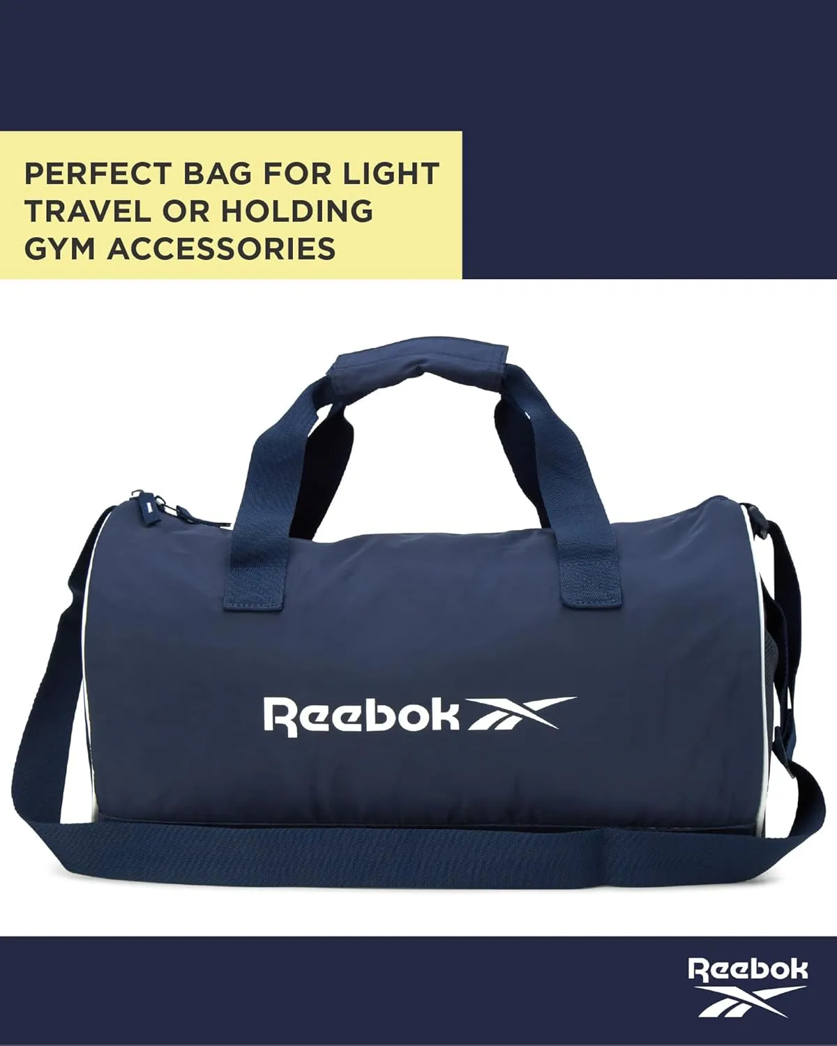 Reebok Duffle Bag  Gym Bag for Women & Men, Carry On and Overnight Duffle for Travel & Fitness, Size Small, Kellan II Blue