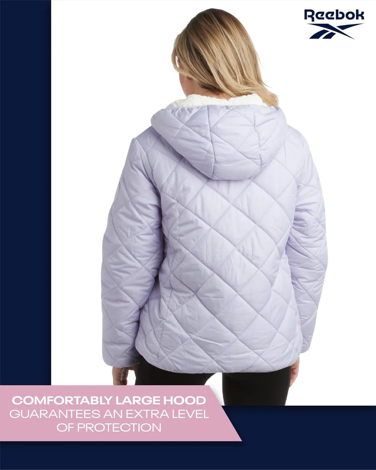 Reebok Women's Puffer Jacket - Quilted Puffer Reversible to Faux Fleece Jacket - Insulated Winter Jackets for Women (S-XL)