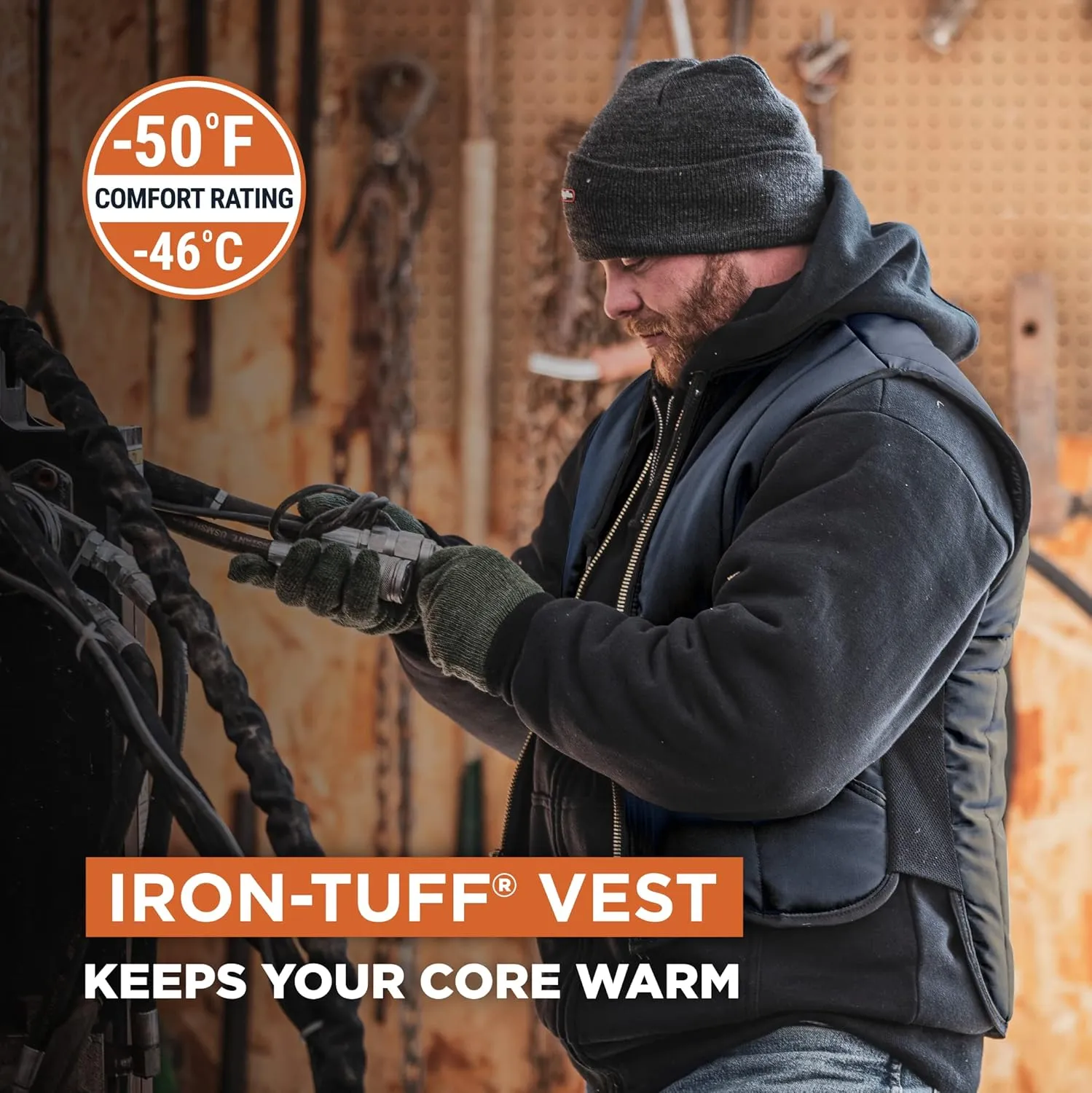 RefrigiWear Iron-Tuff Water-Resistant Insulated Vest, Comfort Rating of -50F