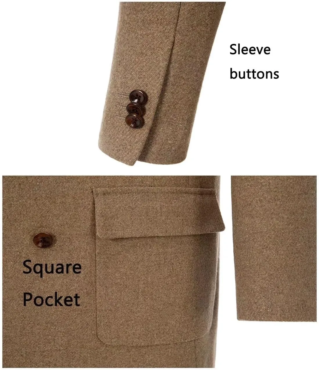 Retro Long Mens Trench Coat Jackets Slim Fit Overcoat Prom Peacoat Wool Blend Blazer Casual Men Double Breasted Coats
