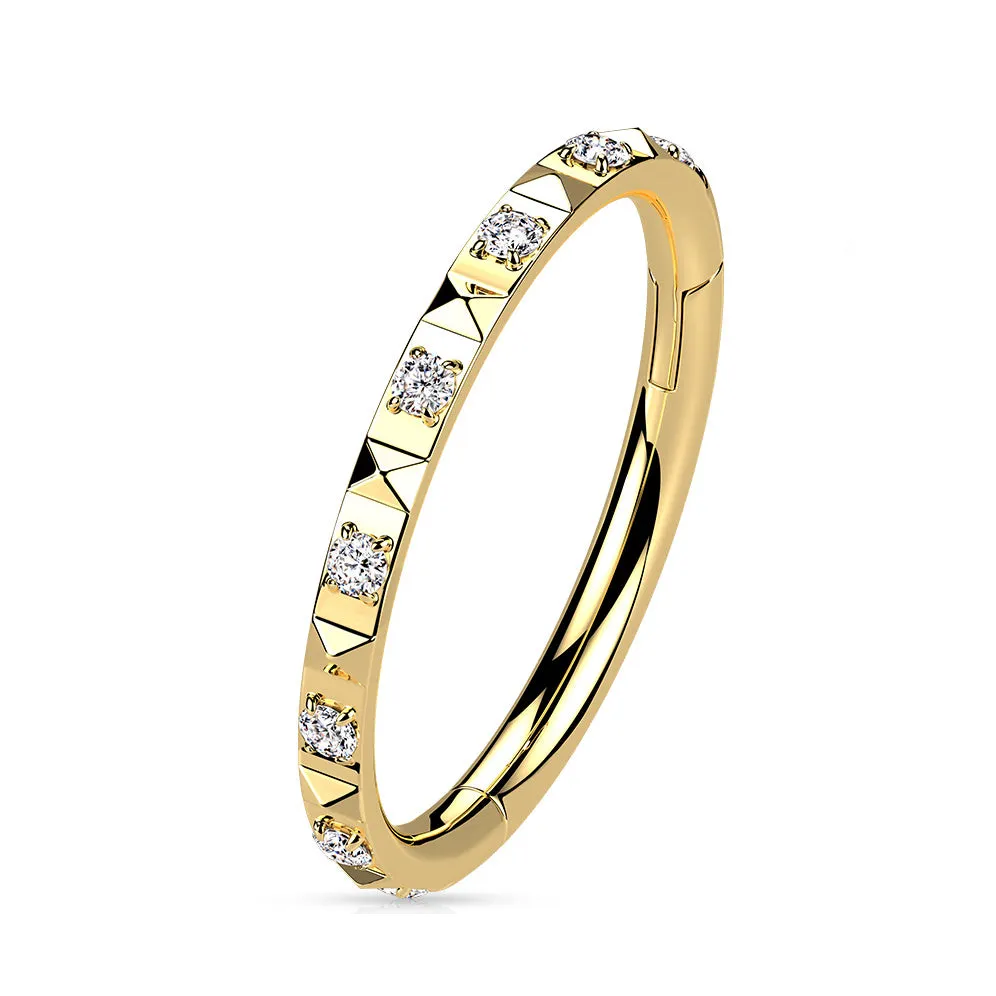 Ring Pyramid Cut Zirconia Clicker