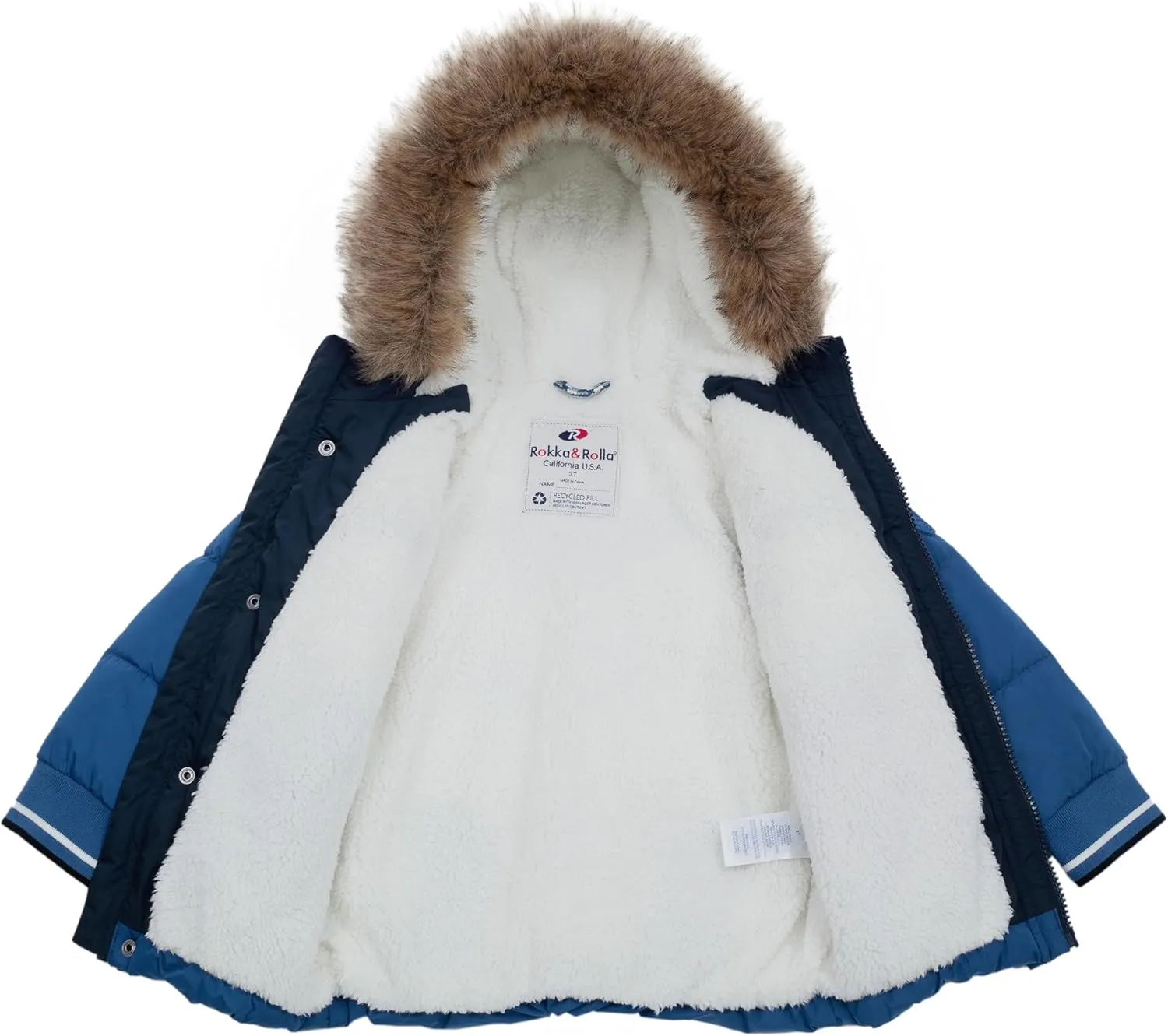 Rokka&Rolla Toddler Boys' Water-Resistant Sherpa Fleece Lined Puffer Jacket Winter Parka Coat