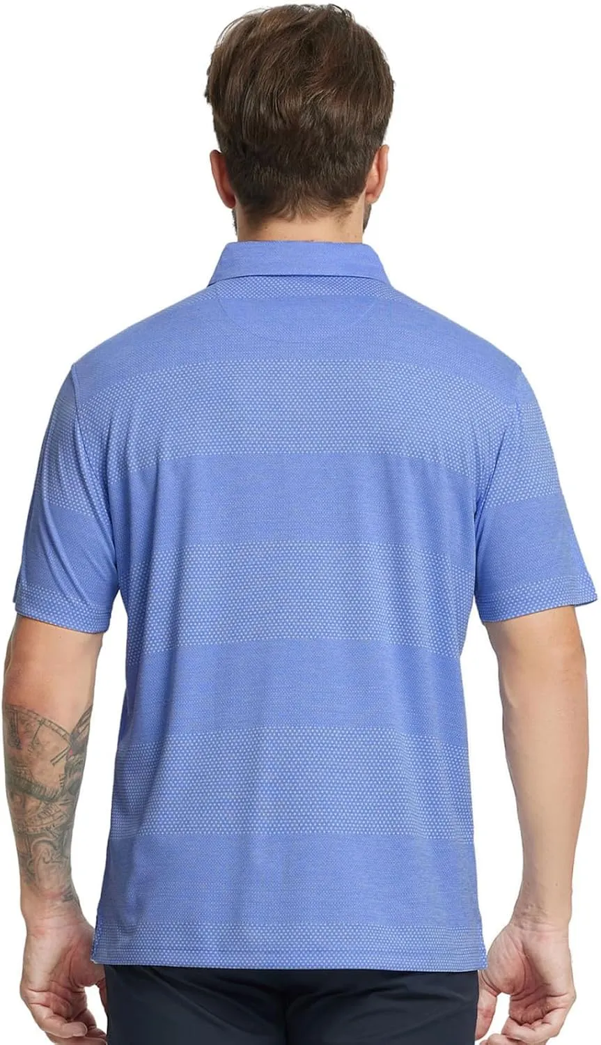 Rouen Golf Shirts for Men Dry Fit Short Sleeve Performance Moisture Wicking Casual Texture Heather Jacquard Mens Polo Shirts