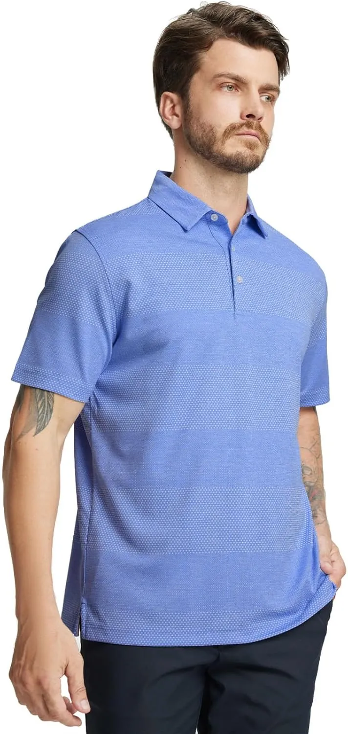Rouen Golf Shirts for Men Dry Fit Short Sleeve Performance Moisture Wicking Casual Texture Heather Jacquard Mens Polo Shirts
