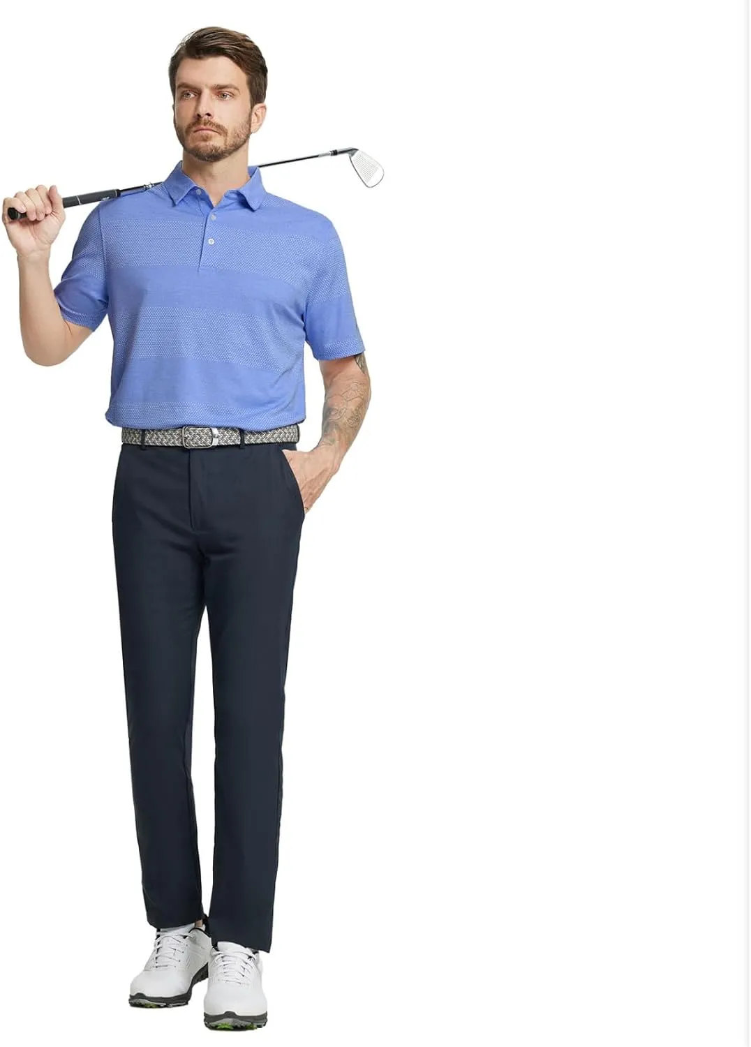 Rouen Golf Shirts for Men Dry Fit Short Sleeve Performance Moisture Wicking Casual Texture Heather Jacquard Mens Polo Shirts