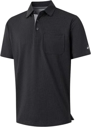 Rouen Mens Golf Shirts Short Sleeve Dry Fit Jacquard Performance Moisture Wicking Casual Pocket Collared Polo Shirts for Men