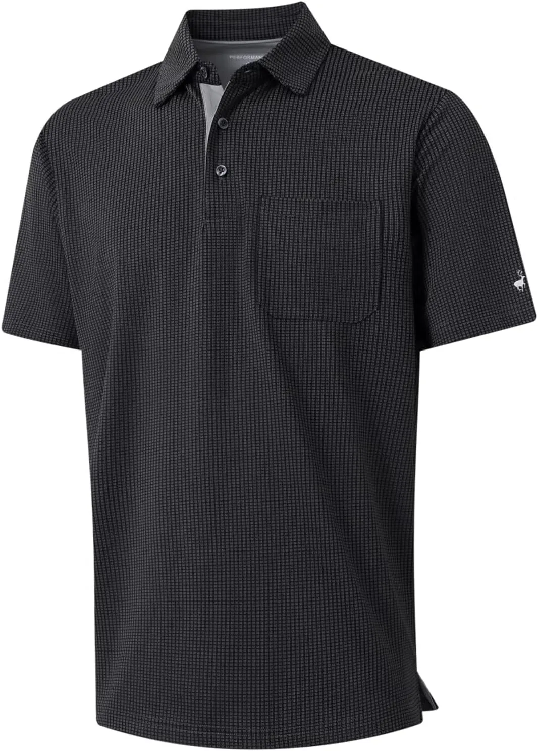 Rouen Mens Golf Shirts Short Sleeve Dry Fit Jacquard Performance Moisture Wicking Casual Pocket Collared Polo Shirts for Men