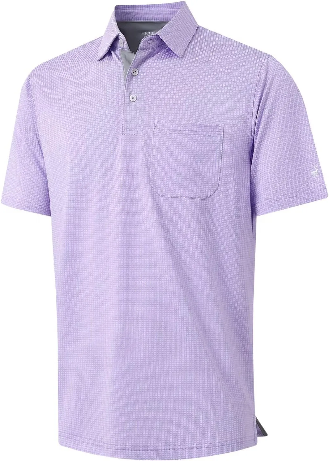 Rouen Mens Golf Shirts Short Sleeve Dry Fit Jacquard Performance Moisture Wicking Casual Pocket Collared Polo Shirts for Men