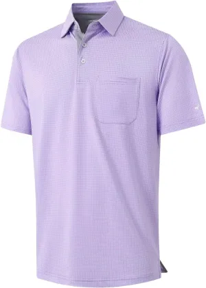 Rouen Mens Golf Shirts Short Sleeve Dry Fit Jacquard Performance Moisture Wicking Casual Pocket Collared Polo Shirts for Men
