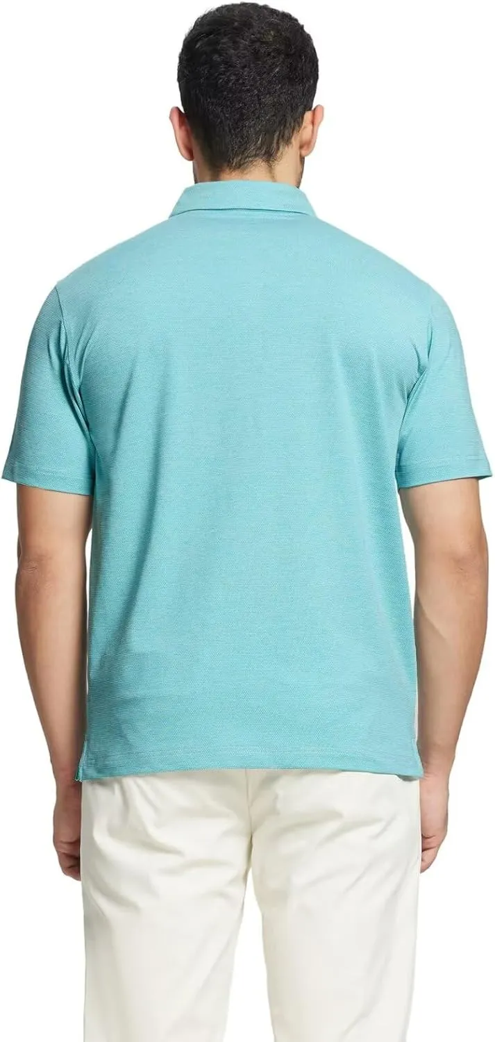 Rouen Mens Golf Shirts Short Sleeve Quick Dry Breathable Active Heather Jacquard Regular Fit Casual Polo Shirts for Men