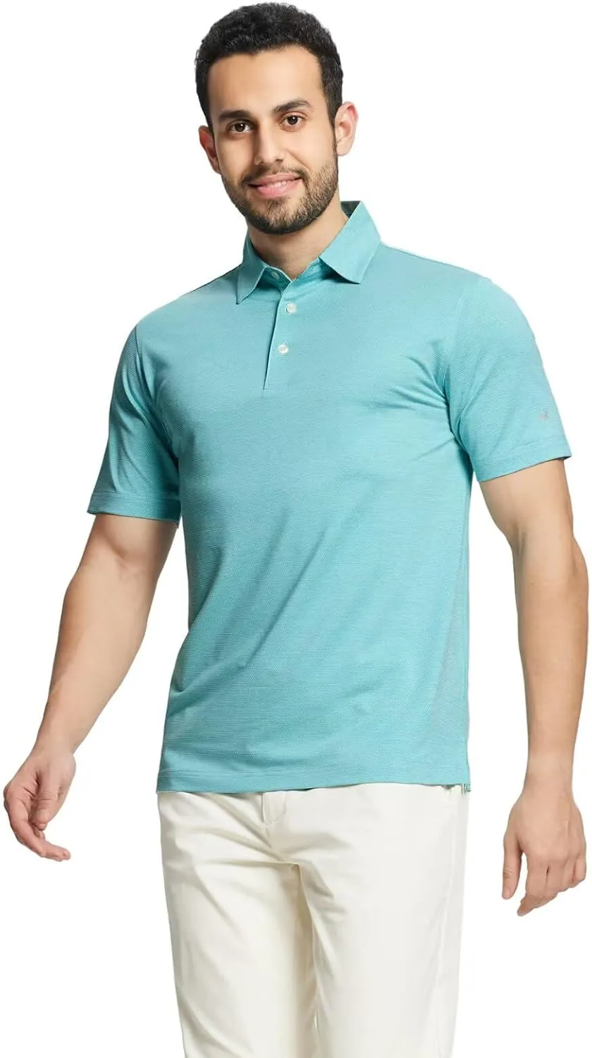 Rouen Mens Golf Shirts Short Sleeve Quick Dry Breathable Active Heather Jacquard Regular Fit Casual Polo Shirts for Men