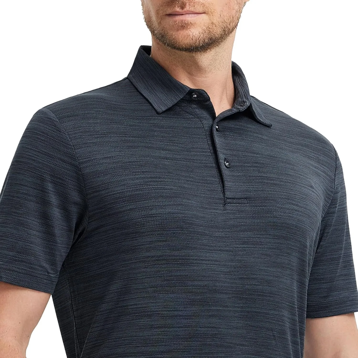 Rouen Polo Shirts for Men Dry Fit Performance Moisture Wicking Casual Jacquard Heather Collared Mens Golf Shirts Short Sleeve
