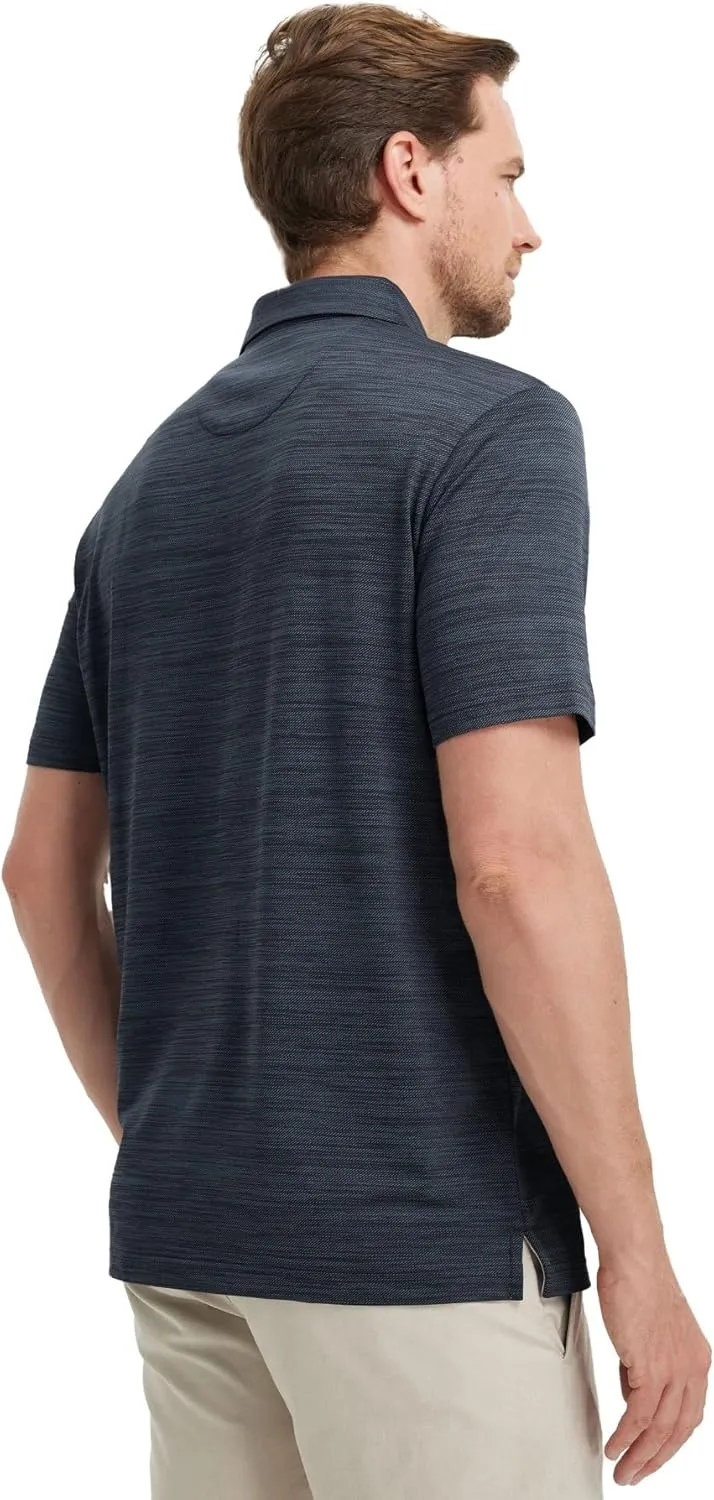 Rouen Polo Shirts for Men Dry Fit Performance Moisture Wicking Casual Jacquard Heather Collared Mens Golf Shirts Short Sleeve