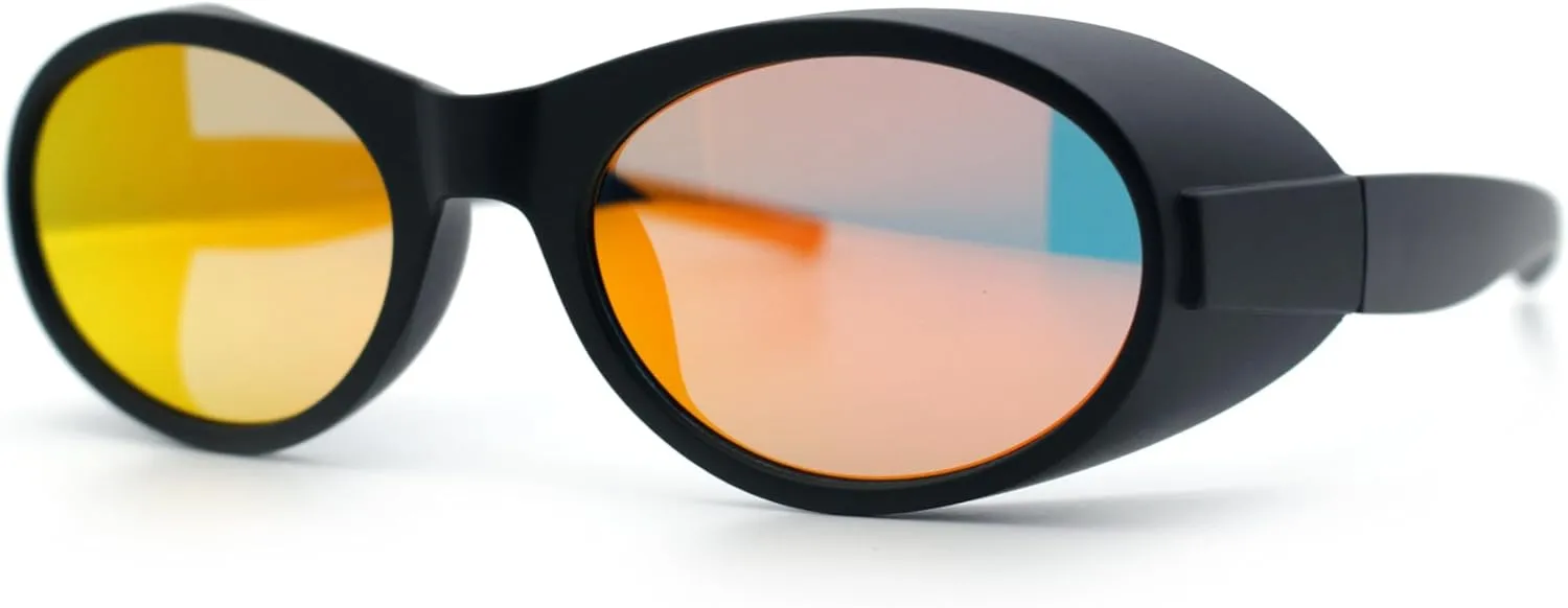 SA106 Retro Apocalyptic Oval Deep Windbreaker Side Visor Plastic Sunglasses