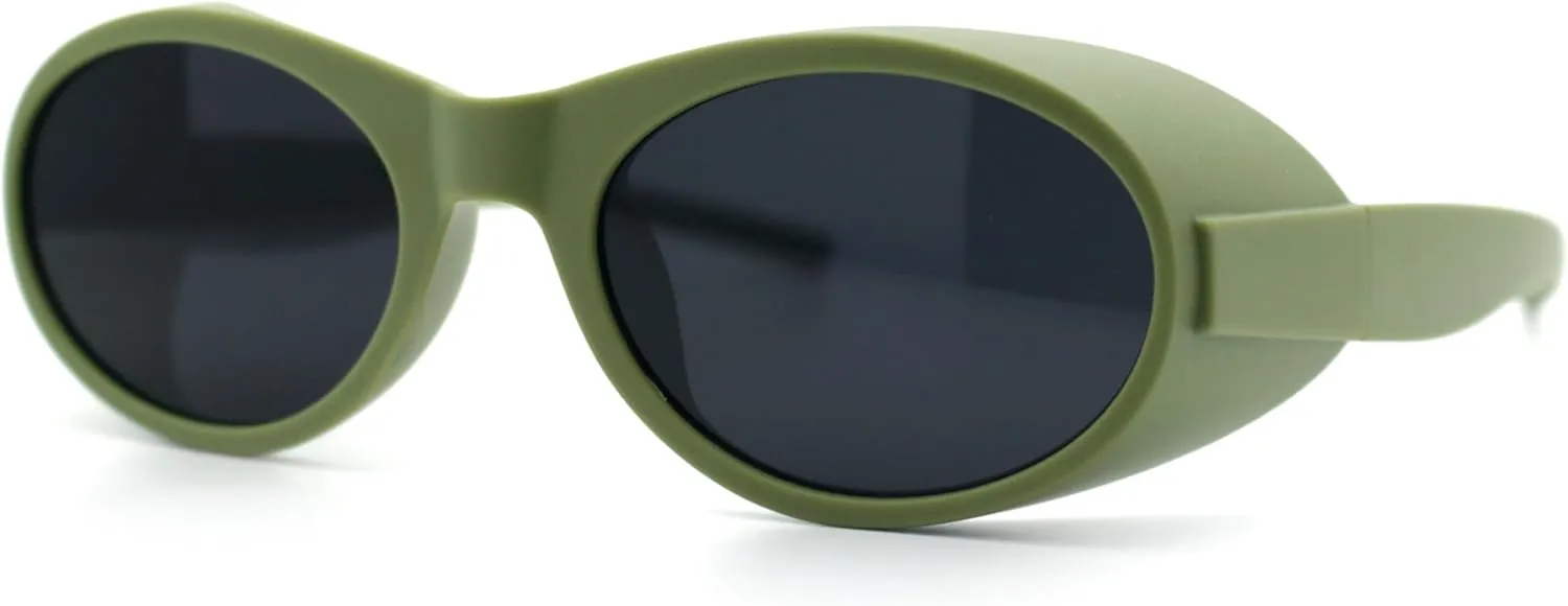 SA106 Retro Apocalyptic Oval Deep Windbreaker Side Visor Plastic Sunglasses