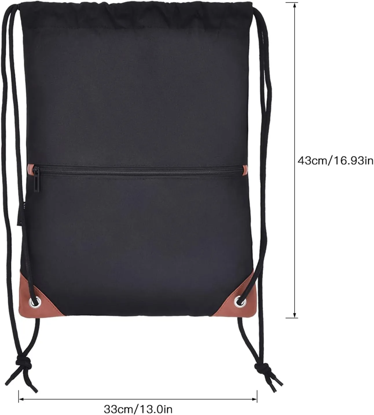 Sack Drawstring Backpack Water-resistant Drawstring Bucket Bag with Zipper Pockets Light Sack (Red)