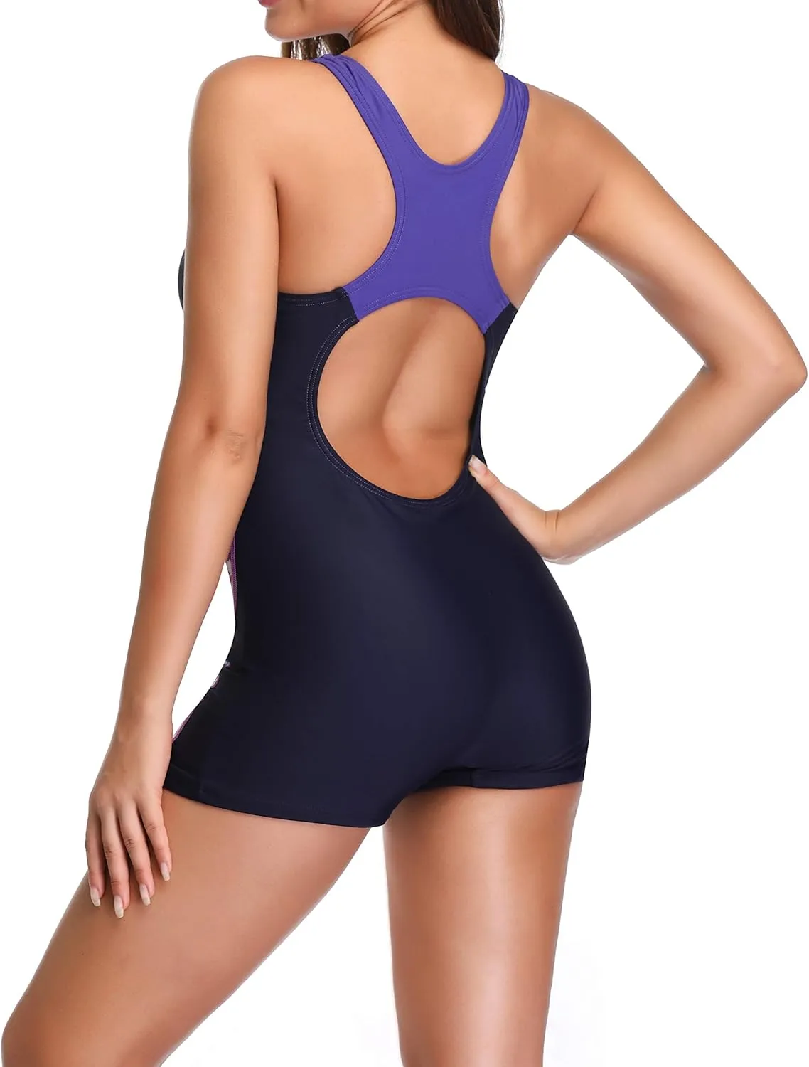 sand's coast Womens Boyleg One Piece Athletic Swimsuits with Shorts Sport Bathing Suit Racerback Swimwear Teens Girl