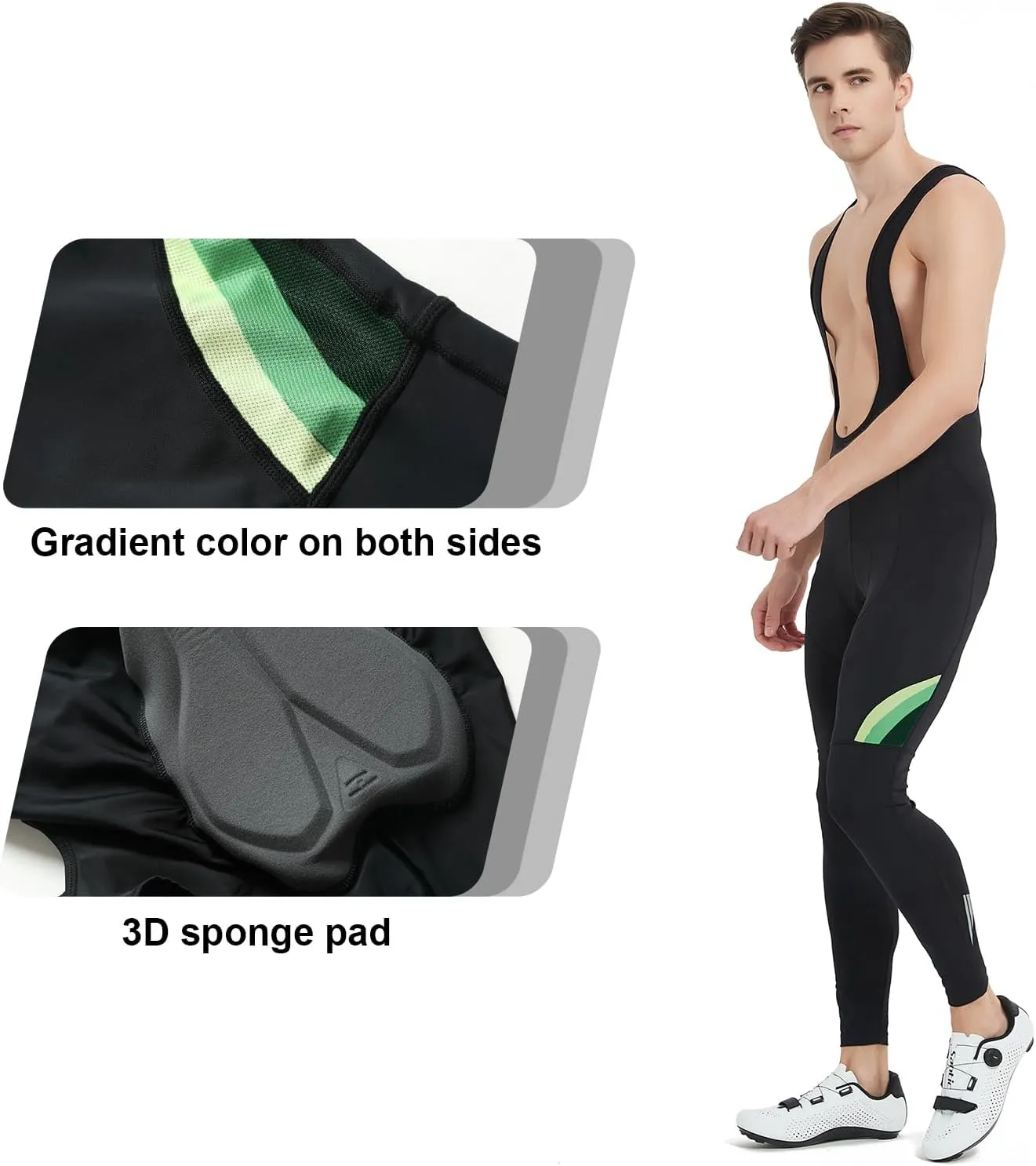 Santic Cycling Bib Tights Men Padded Cycling Bib Pants Long Padded with Pocket