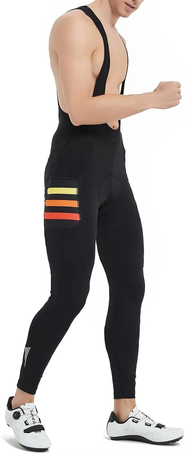 Santic Cycling Bib Tights Men Padded Cycling Bib Pants Long Padded with Pocket