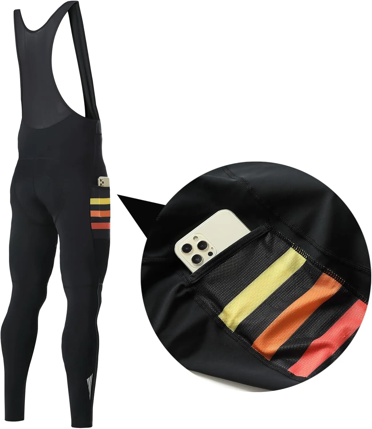 Santic Cycling Bib Tights Men Padded Cycling Bib Pants Long Padded with Pocket