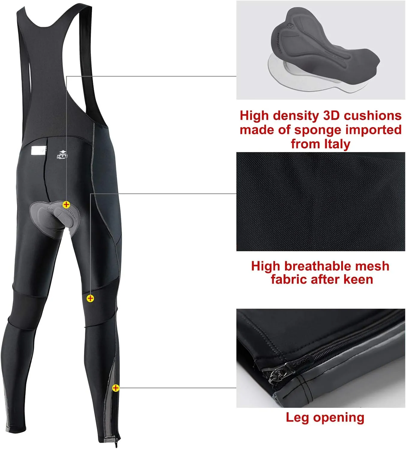 Santic Cycling Bib Tights Men Padded Cycling Bib Pants Long Padded with Pocket