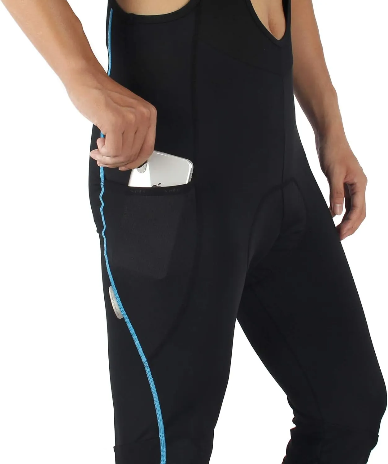 Santic Cycling Bib Tights Men Padded Cycling Bib Pants Long Padded with Pocket