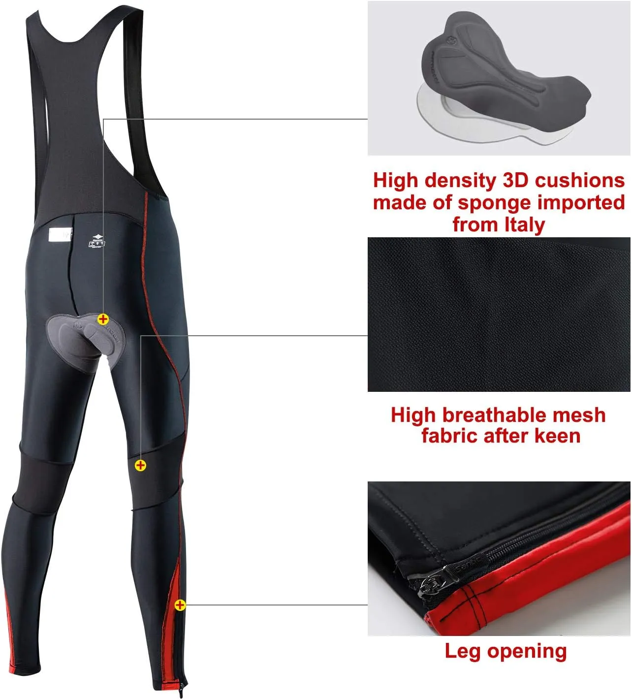 Santic Cycling Bib Tights Men Padded Cycling Bib Pants Long Padded with Pocket
