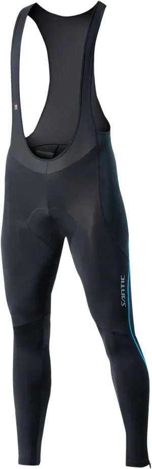 Santic Cycling Bib Tights Men Padded Cycling Bib Pants Long Padded with Pocket