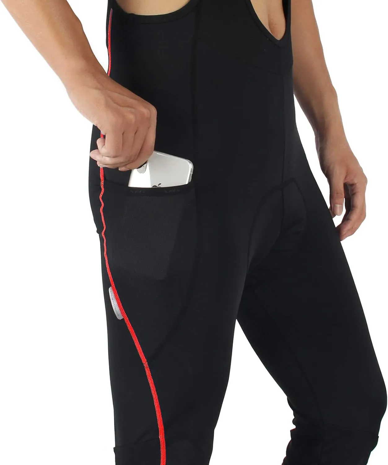 Santic Cycling Bib Tights Men Padded Cycling Bib Pants Long Padded with Pocket