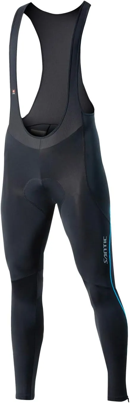 Santic Cycling Bib Tights Men Padded Cycling Bib Pants Long Padded with Pocket