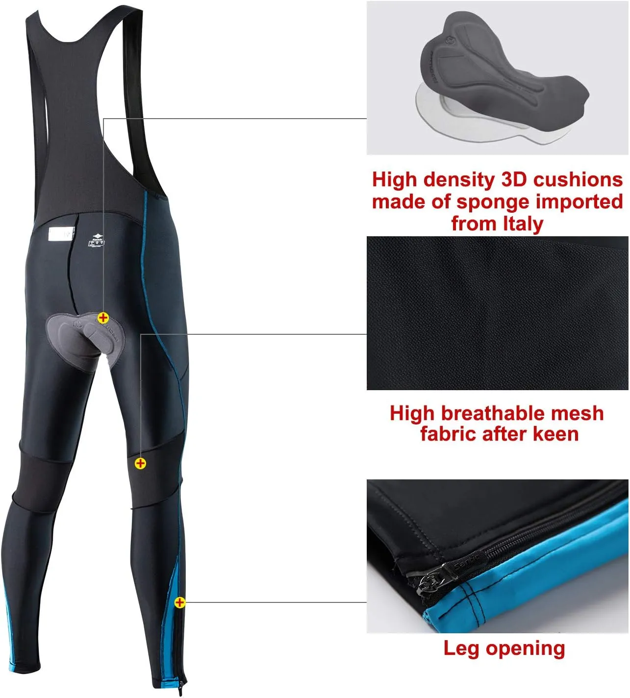 Santic Cycling Bib Tights Men Padded Cycling Bib Pants Long Padded with Pocket