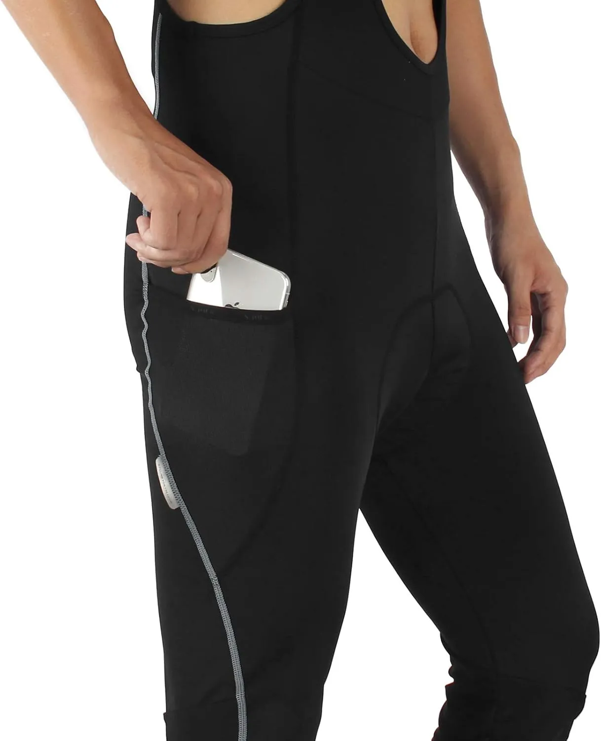 Santic Cycling Bib Tights Men Padded Cycling Bib Pants Long Padded with Pocket