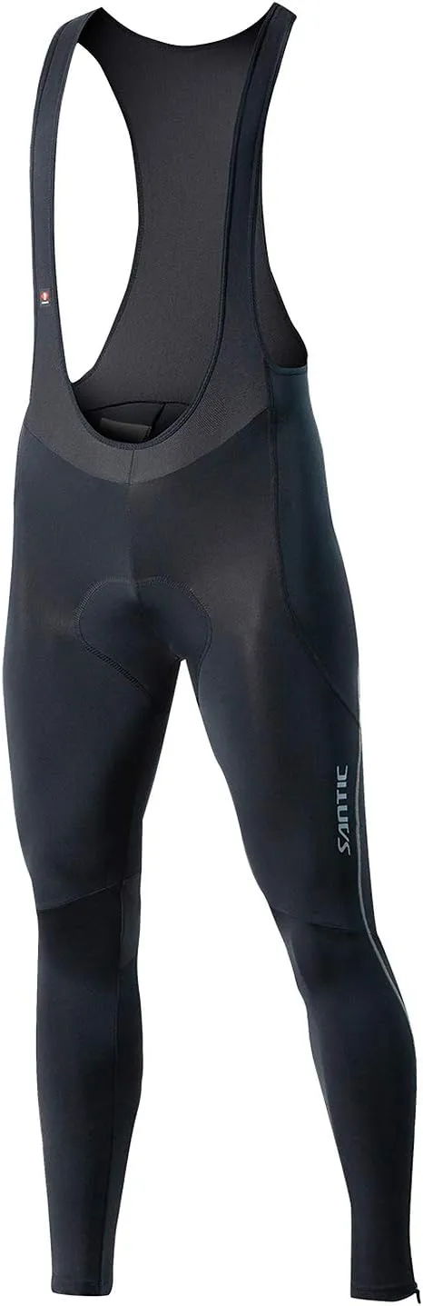 Santic Cycling Bib Tights Men Padded Cycling Bib Pants Long Padded with Pocket