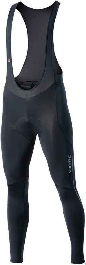 Santic Cycling Bib Tights Men Padded Cycling Bib Pants Long Padded with Pocket