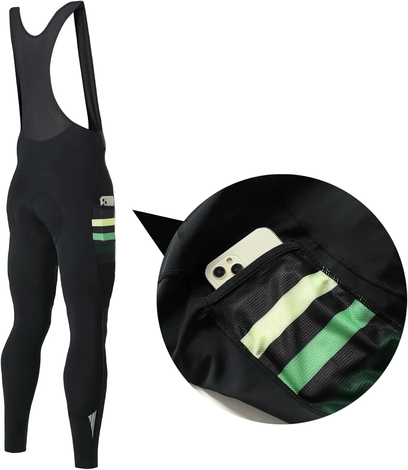 Santic Cycling Bib Tights Men Padded Cycling Bib Pants Long Padded with Pocket