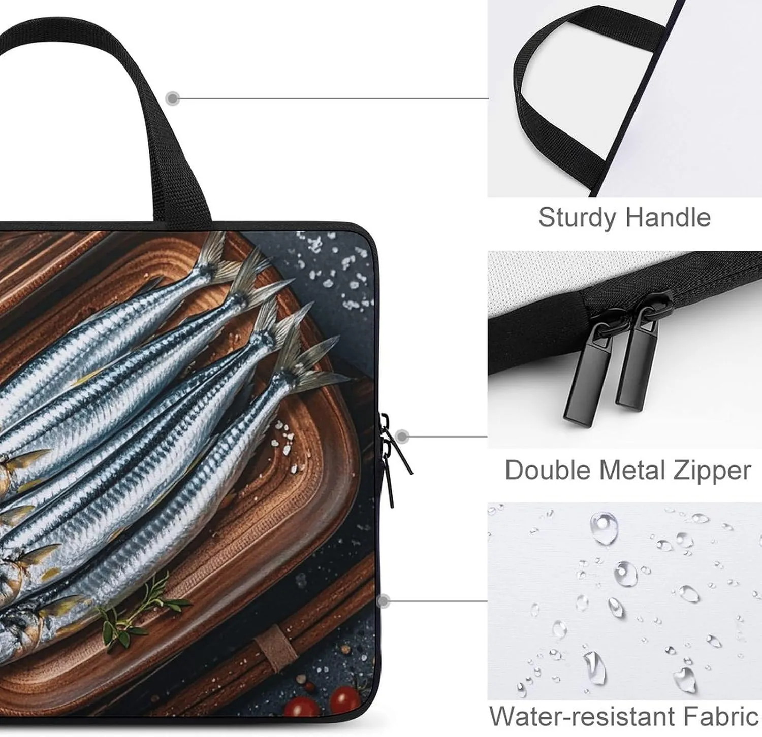 Sardines Laptop Bag Durable Laptop Sleeve Water-Resistant Notebook Bag for Computer Or Tablet