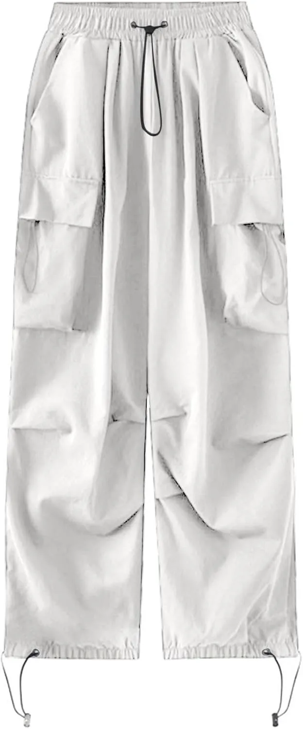 sdbrld Womens High Waisted Cargo Pants Wide Leg Joggers Plus Size Casual Sweatpants Ladies Loose Trousers Clothes with Pocket
