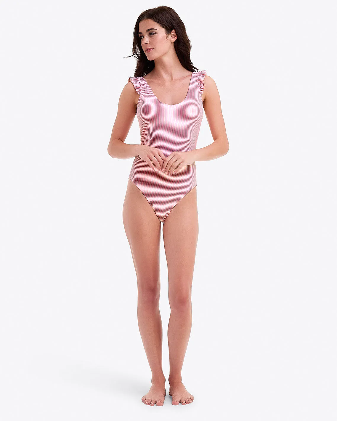 Seersucker Ruffle Tank One Piece
