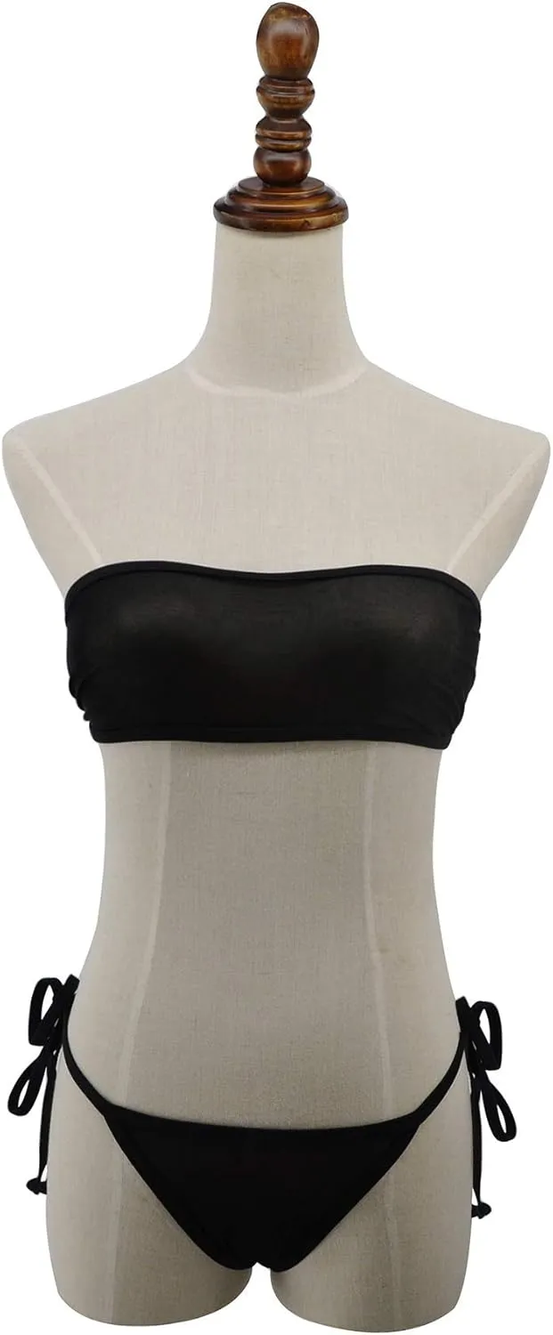 SHERRYLO Sheer Micro Bikini Extreme See Through Bikinis Swimsuit Bandeau Top Mini Brazilian Thong Bottom Mesh Bathing Suit