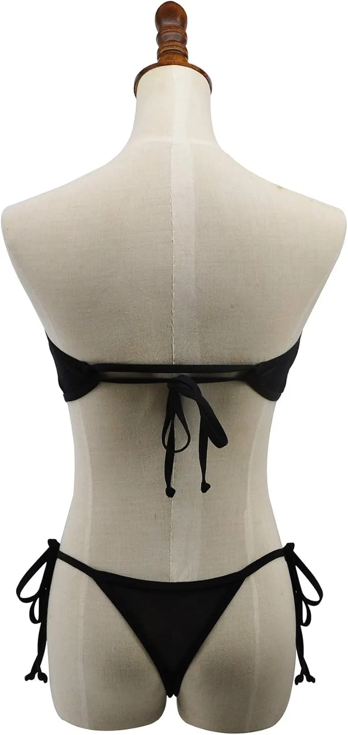 SHERRYLO Sheer Micro Bikini Extreme See Through Bikinis Swimsuit Bandeau Top Mini Brazilian Thong Bottom Mesh Bathing Suit