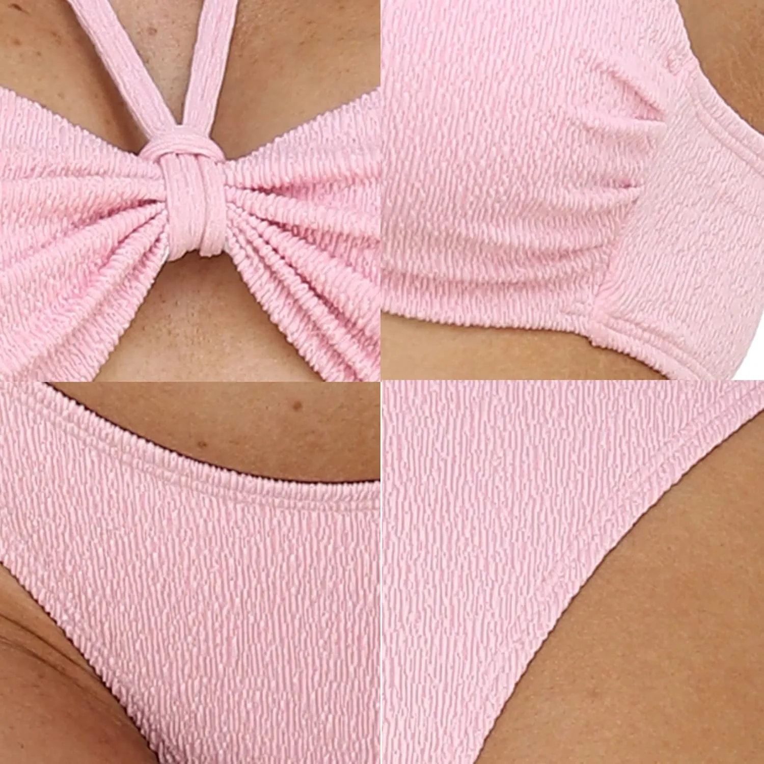 SHERRYLO Women's High Cut Bikini Set, Halter Triangle Top, Cheeky Bottom, Quick Dry Swimsuit