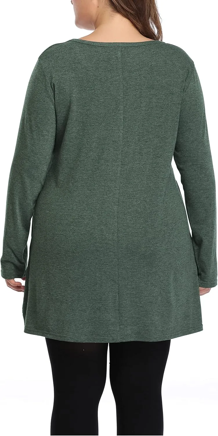 Shiaili Heather Plus Size Tunic Tops for Women Long Flowy Shirts for Leggings