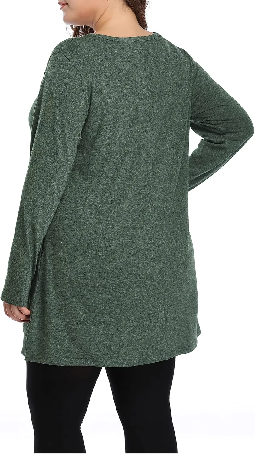 Shiaili Heather Plus Size Tunic Tops for Women Long Flowy Shirts for Leggings