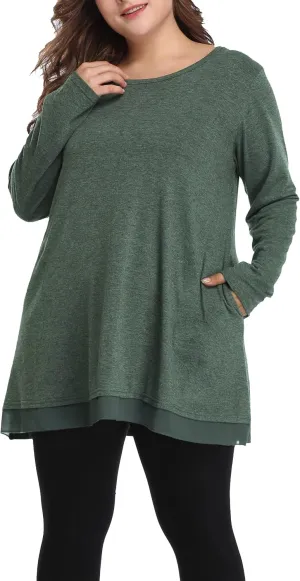 Shiaili Heather Plus Size Tunic Tops for Women Long Flowy Shirts for Leggings