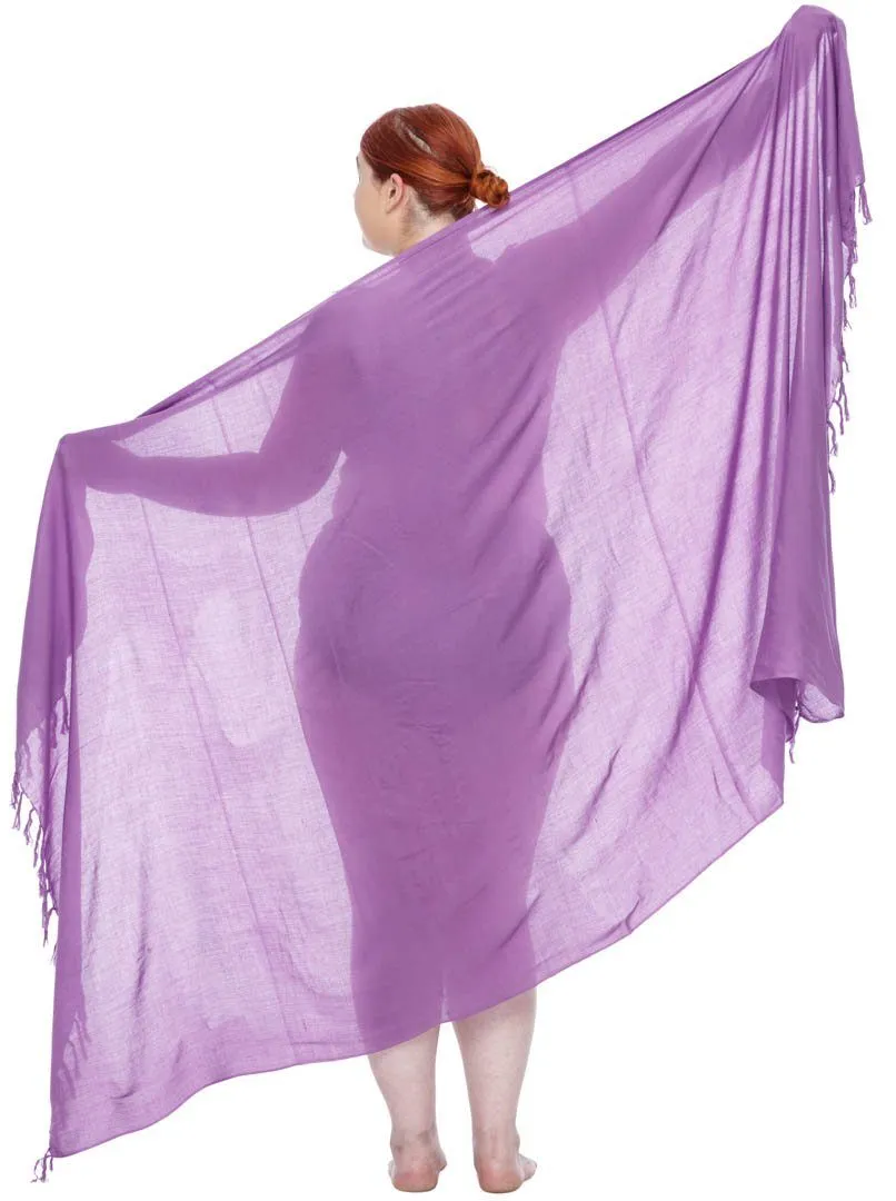 SHU-SHI Women's Plus Size Sarong Wrap Skirt - Solid Beach Cover-Up with Coconut Clip