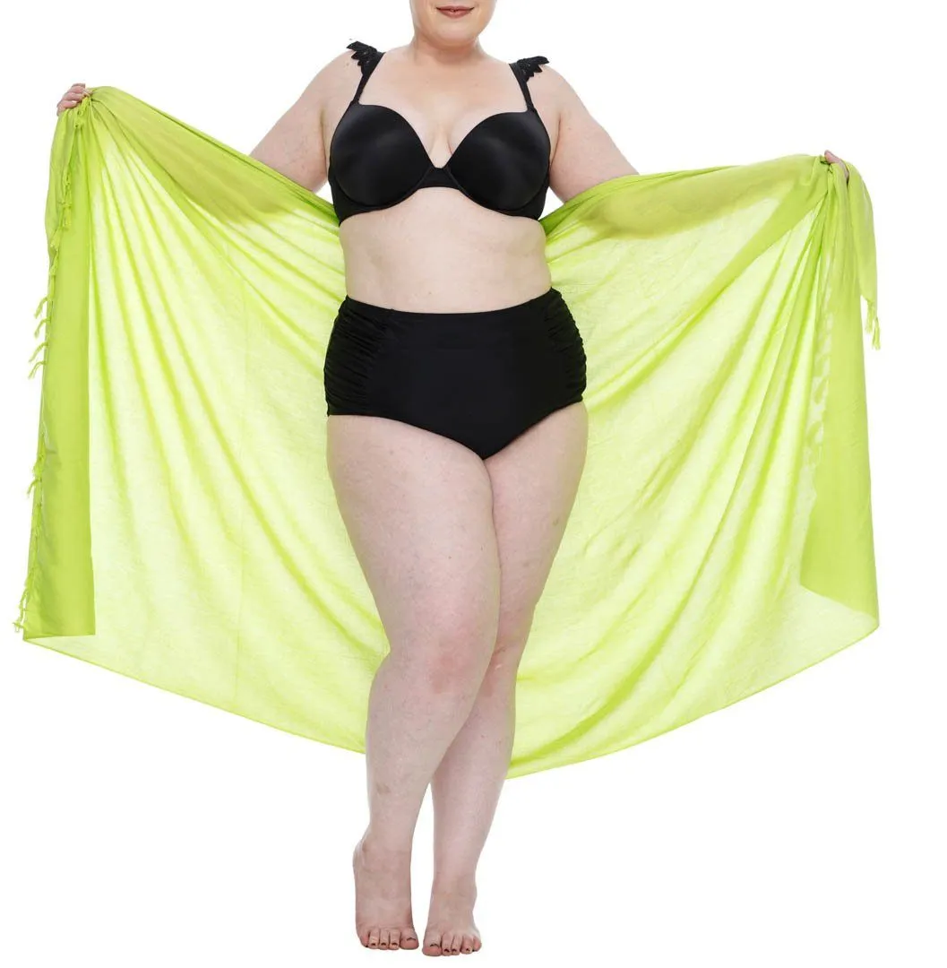 SHU-SHI Women's Plus Size Sarong Wrap Skirt - Solid Beach Cover-Up with Coconut Clip