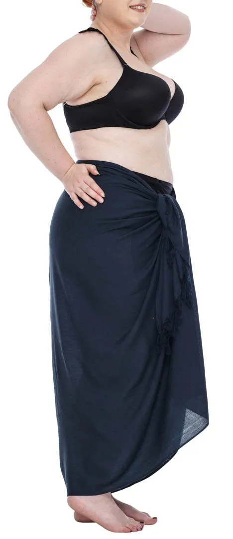 SHU-SHI Women's Plus Size Sarong Wrap Skirt - Solid Beach Cover-Up with Coconut Clip